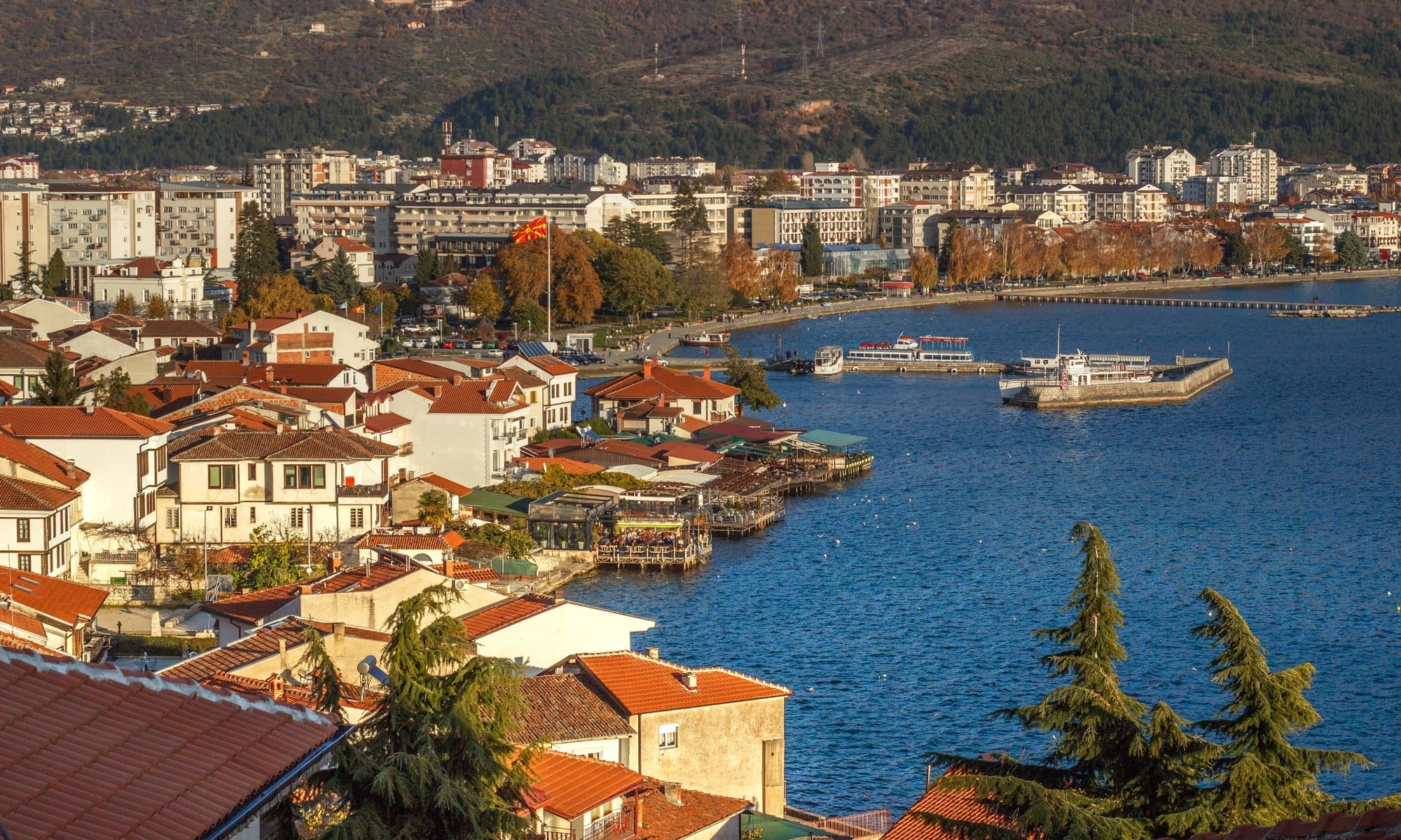 Ohrid old town on the shore of Lake Ohrid